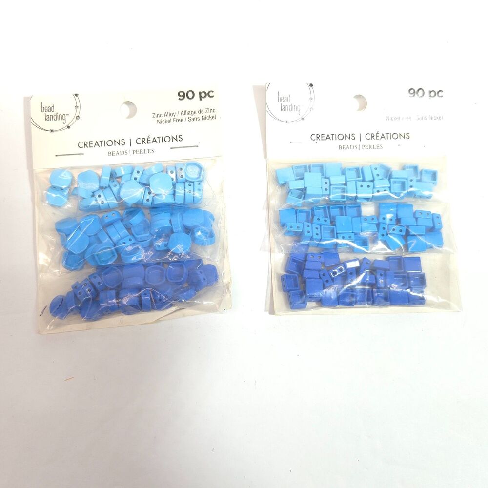 Bead Landing 90 pc Blue Zinc Alloy Craft Beads Lot of 2 Packs New